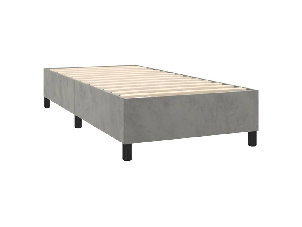 Lumenao bed base and mattress, light grey, 100x200 cm, velvet, GPOV43448