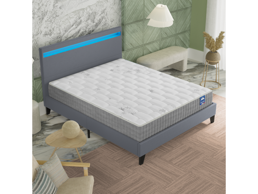 Pocket spring mattress set for bed with headboard, 140x190 cm, 25cm thick, memory foam comfort layer, SFEQ22907