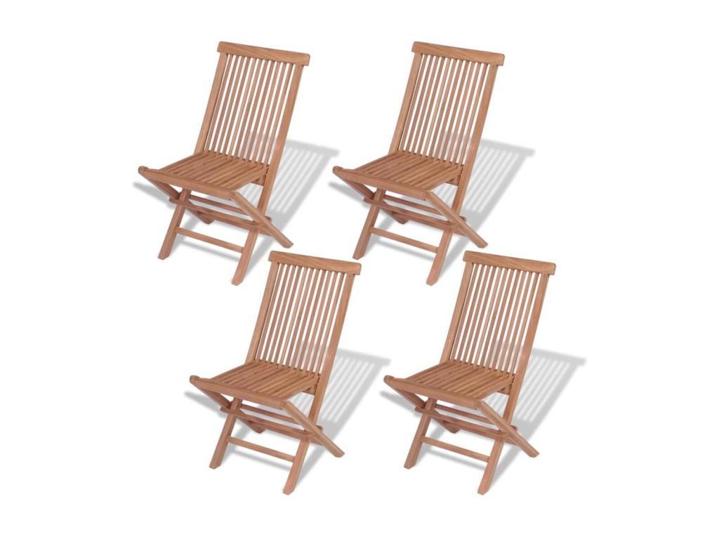 4-Piece Folding Garden Chairs, Solid Teak Wood, OMUK91474