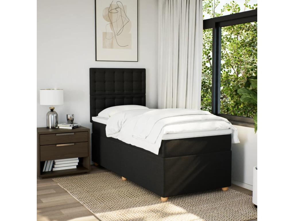 Ventoriq bed base with black mattress 90x190 cm fabric AMPI72884