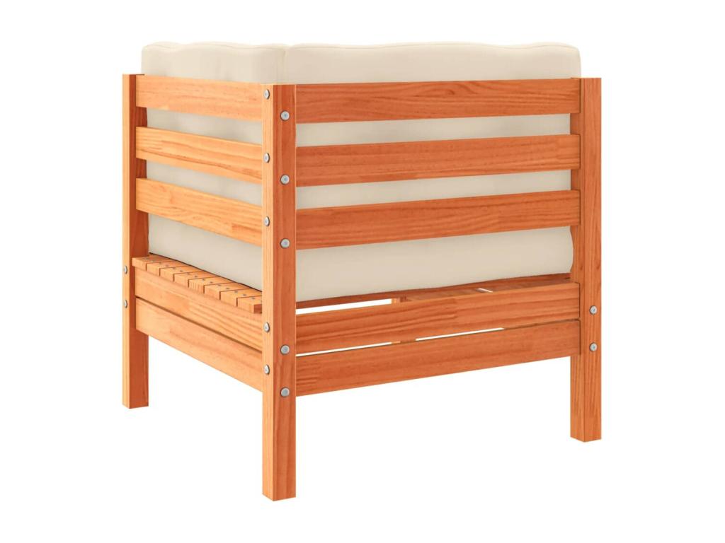 6-piece garden furniture set with cushions, brown wax finish, solid pine wood HPQX26781