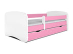 Lumenao pink children's bed with slatted base and removable safety rail - 80x160cm - Drawers - TNDT97066