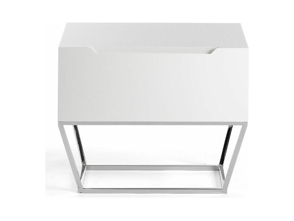 Lumenao designer side table with 1 lacquered drawer and chrome steel legs - Grape color YPEV85293