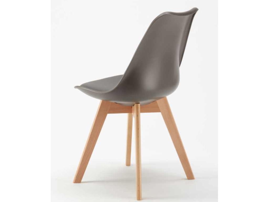 Natural and grey chair with faux leather cushion Ventoriq - Set of 2 OZGS24619