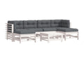 7-piece garden furniture set with cushions, white, solid wood DPWE33244