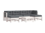 7-piece garden furniture set with cushions, white, solid wood DPWE33244