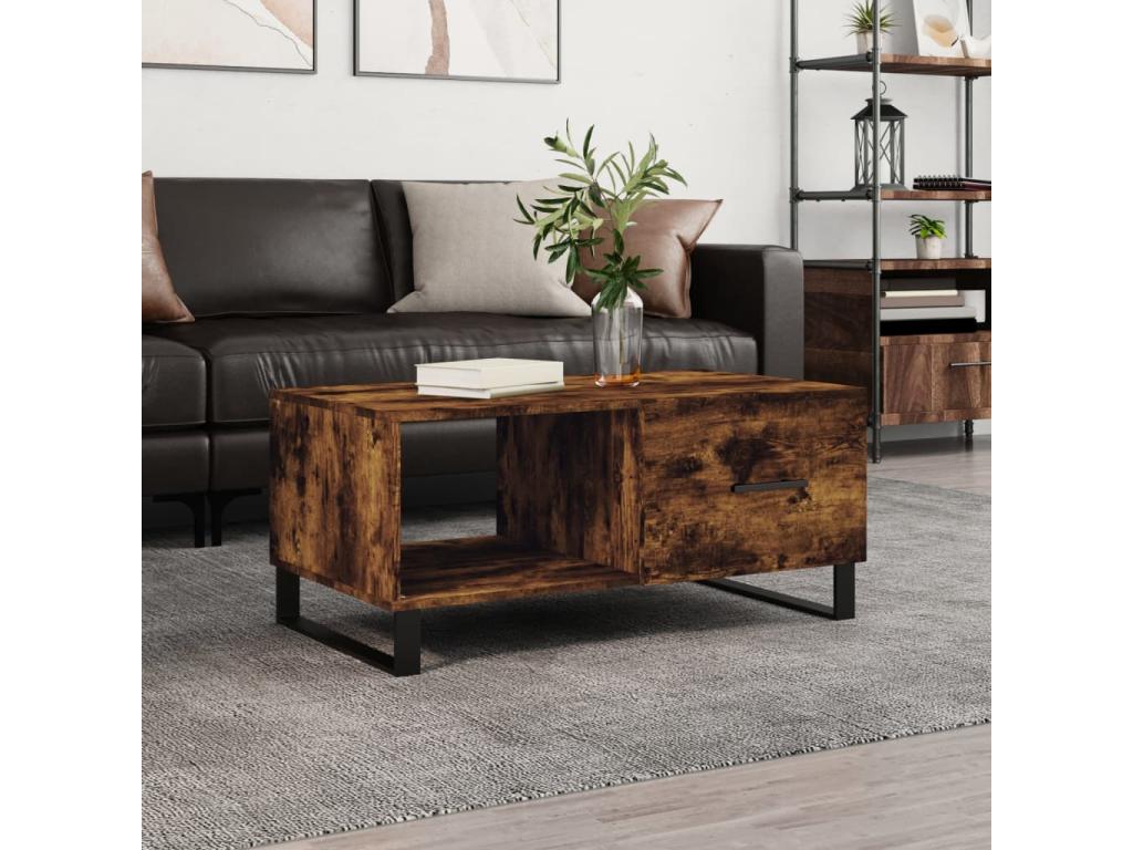 Smoked oak coffee table 90x50x40 cm engineered wood SDMI41797