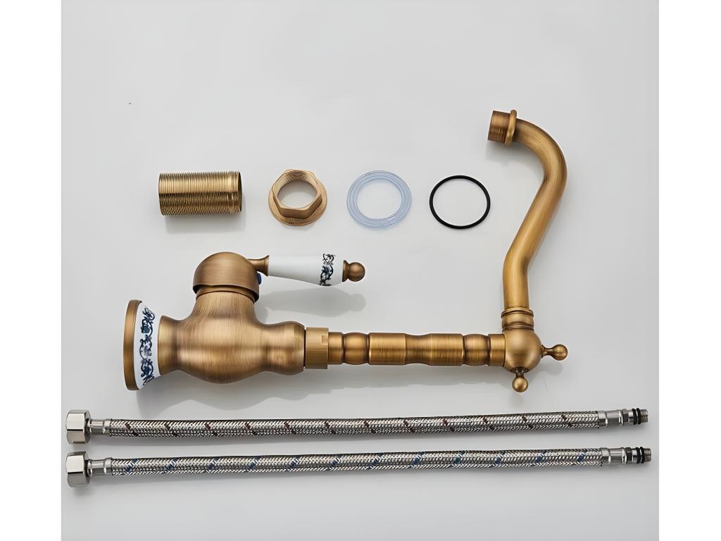 Lumenao retro raised basin mixer tap in antique gold VMBV98396