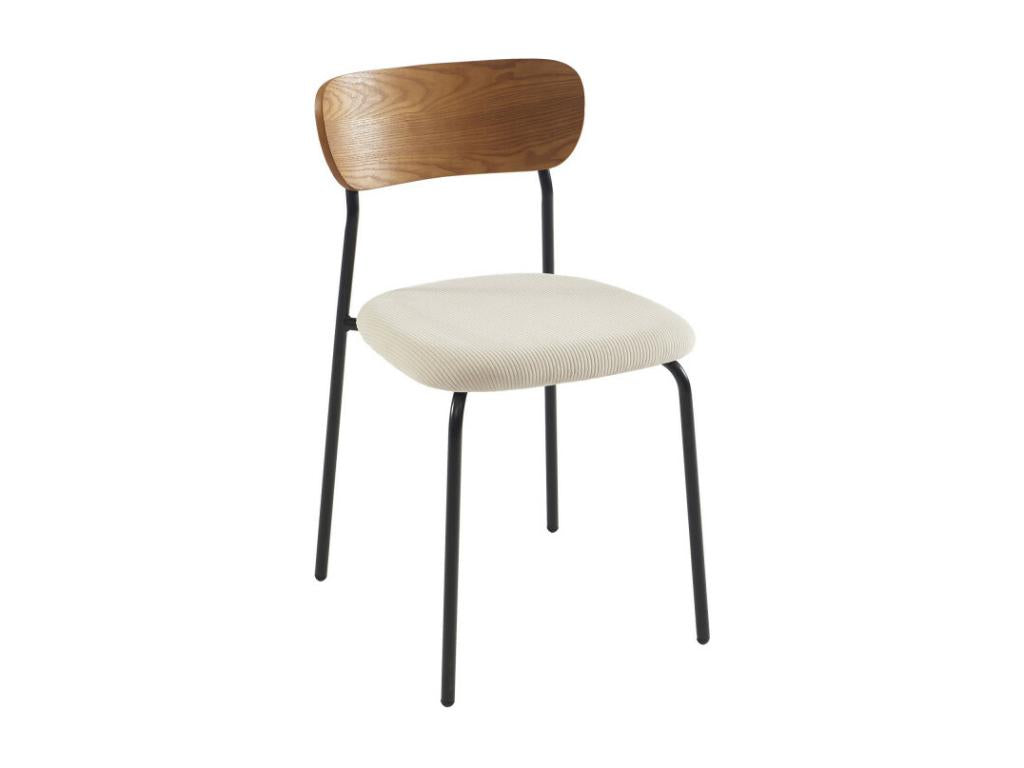 Ventoriq - Set of 2 corduroy and metal chairs - Ecru OXJC60675