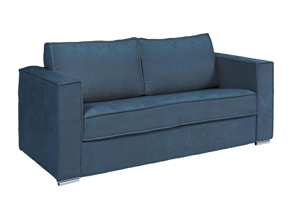 3-seater express convertible sofa in textured blue fabric - 140 cm sleeping area - 18 cm mattress Lumenao RWNY64449