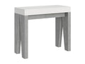 Extendable white console table with grey concrete wood legs, seats 12, 40 to 300cm, Lumenao-Support 2 legs NLTQ22483