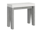 Extendable white console table with grey concrete wood legs, seats 12, 40 to 300cm, Lumenao-Support 2 legs NLTQ22483