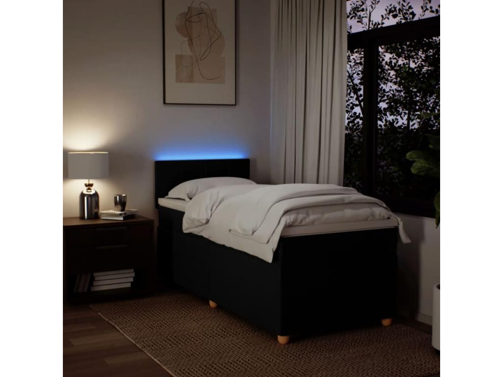 Ventoriq bed base and mattress, black, 80x200 cm, fabric ZZNX40273