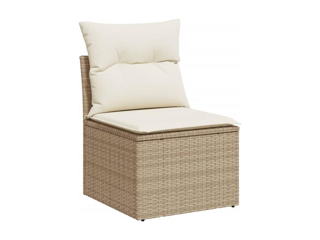 11-piece garden furniture set with beige resin wicker cushions HZXQ17436