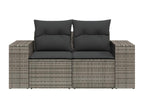 2-seater garden sofa with grey woven resin cushions HEGV37016