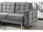 Convertible corner sofa - Lumenao VELVET - in quality fabric, 5-seater grey, left-hand corner (front view) JLOE32281