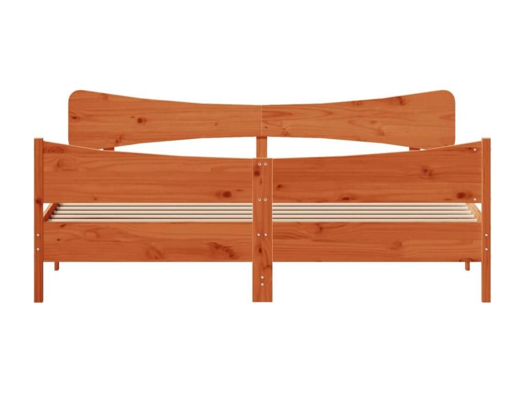 Brown bed frame and headboard 180x200 pine wood NZJA21554