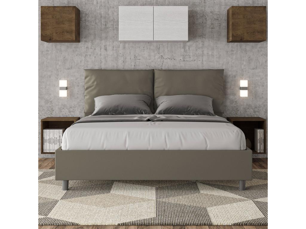 Lumenao QNUX07989 Upholstered Bed without Slatted Base 160x210 Cappuccino Faux Leather