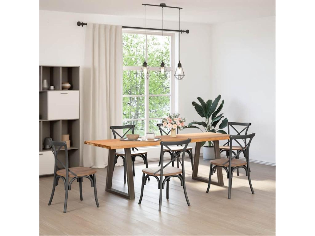 Dining table with natural edge 240x80x74 cm solid oak wood OVWQ33086