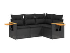 4-piece garden furniture set with cushions, black woven resin NAUL31138