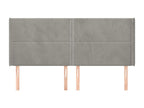 Headboard with wings, light grey, 183x16x118-128 cm, velvet, FUZP95301