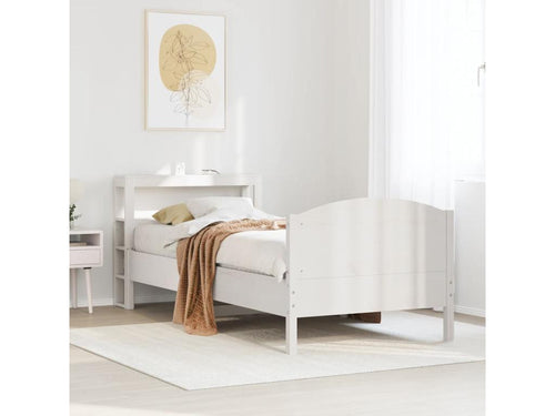 Bed frame without mattress, white, 100x200 cm, solid pine wood, BXPF45474