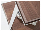 Lumenao IFBX45909 Square Side Table in Walnut Veneer and Stainless Steel