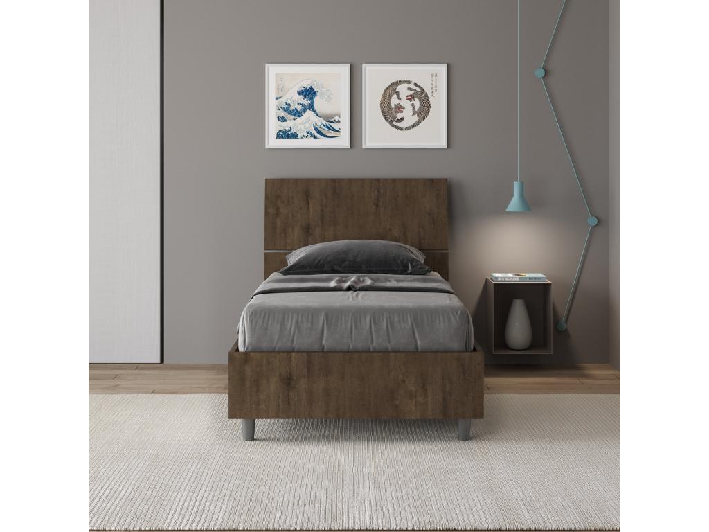Lumenao walnut storage bed 80x190 with inclined headboard EXKB12029