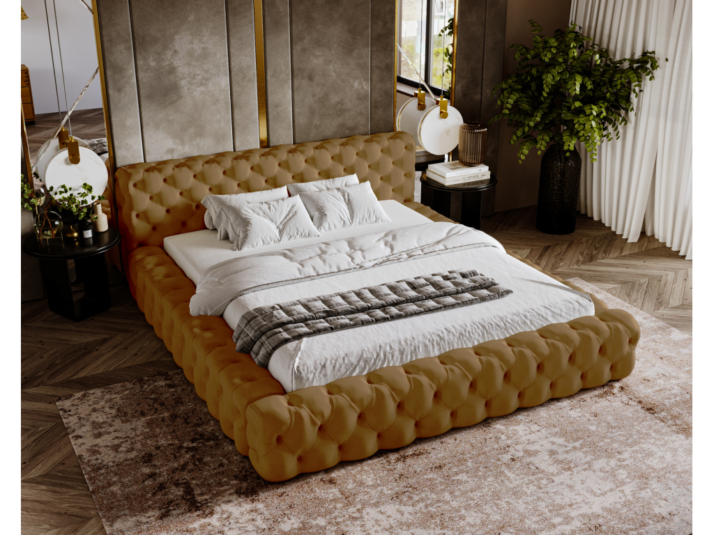Lumenao Upholstered Bed with Storage, Lumenao Adult Bed 160x200 cm - Gold, Lumenao 4325 KGMU95125
