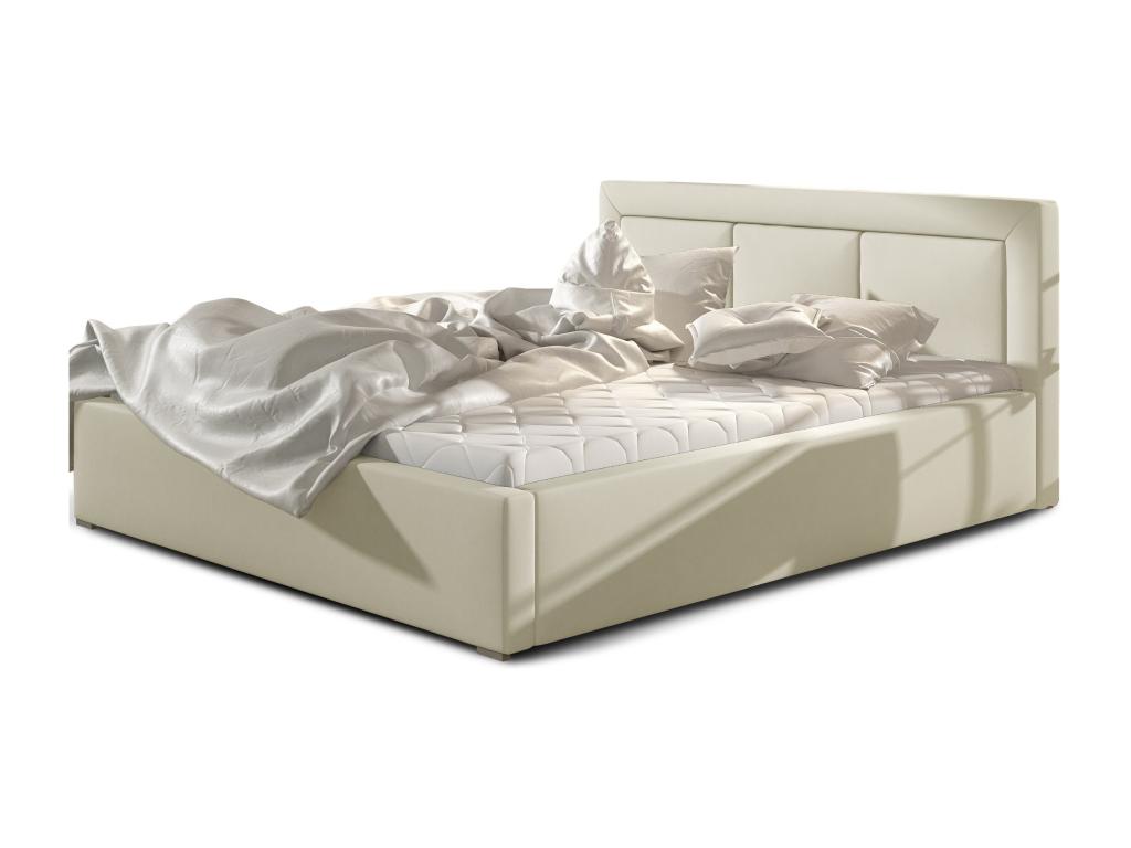 Lumenao Large Square Tufted Light Beige Faux Leather Storage Bed - 4 Sizes - 160x200 KPRY20846
