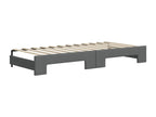 Daybed with pull-out bed and dark grey mattress 80x200 cm fabric DZFQ64199