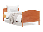 Bed frame with brown wax headboard, 90x200 cm, pine wood, HAAE24010