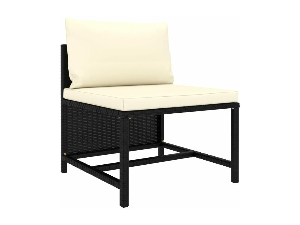 9-piece garden furniture set with cushions, black woven resin, LOAR66623