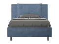 Lumenao OACI58135 Single Bed (1.5 person) without slatted base, upholstered in blue microfiber.