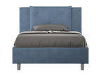 Lumenao OACI58135 Single Bed (1.5 person) without slatted base, upholstered in blue microfiber.