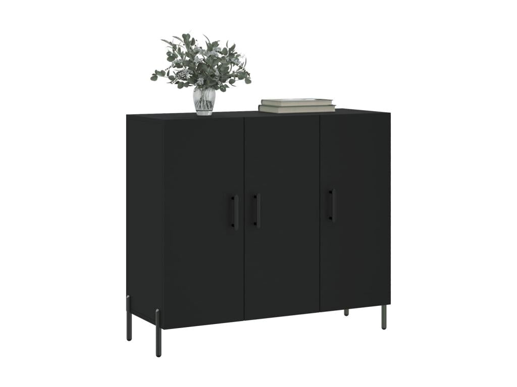 Black sideboard 90x34x80 cm engineered wood FTAL57784