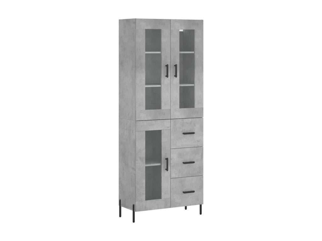 High sideboard, concrete grey, 69.5x34x180 cm, engineered wood, ZKTB19284