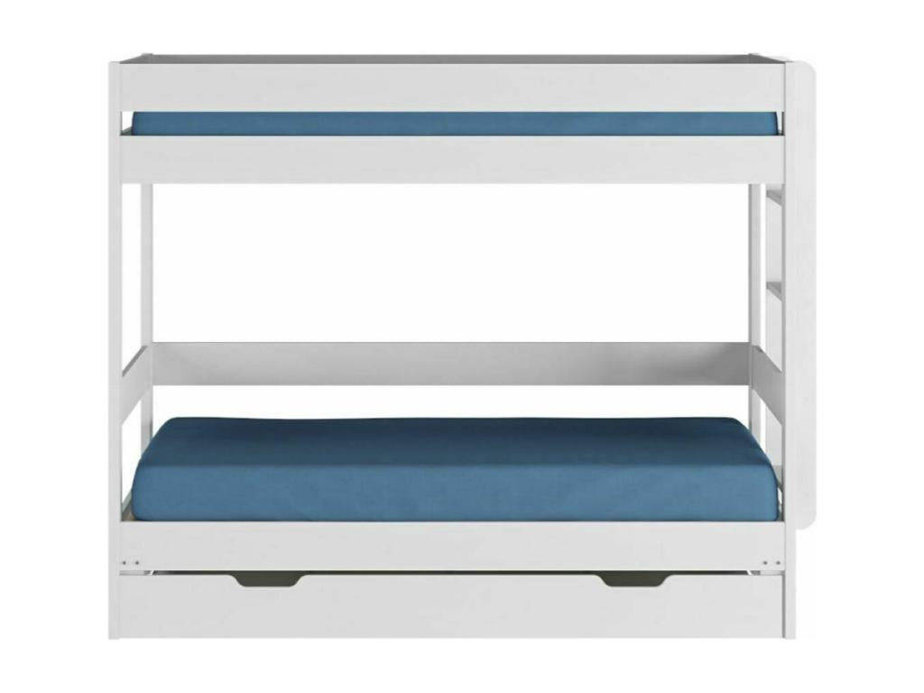 Lumenao LRJE49463 Bunk bed with pull-out bed and drawer, 80x200 cm, solid white wood