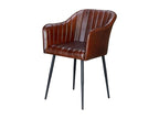 Lumenao natural leather chair with brown metal legs. 82x56x55 MDIK05451