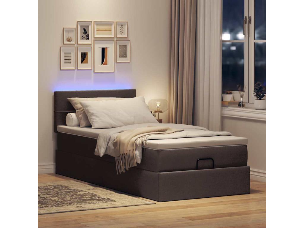 Lumenao bed frame with dark brown mattress 90x190 cm fabric ENTZ31965