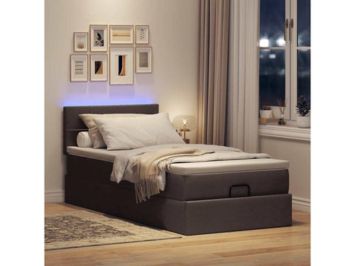 Lumenao bed frame with dark brown mattress 90x190 cm fabric ENTZ31965