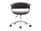 Swivel office chair, grey, bent wood and fabric, 3 LFNT24969