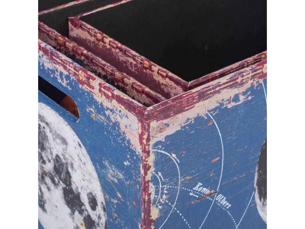 Set of 3 wooden and canvas baskets UXTK53546