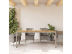 Garden table and top in grey Lumenao wood with woven resin BMAY80424
