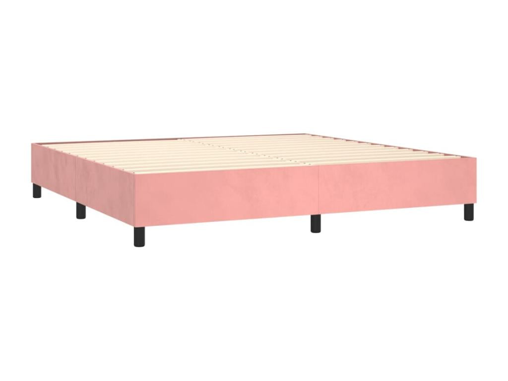 Upholstered bed base with mattress, Pink, 180x200 cm, Velvet, RLLD28800