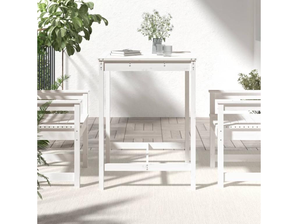 White garden table 82.5x82.5x110 cm solid pine wood TXKX11102