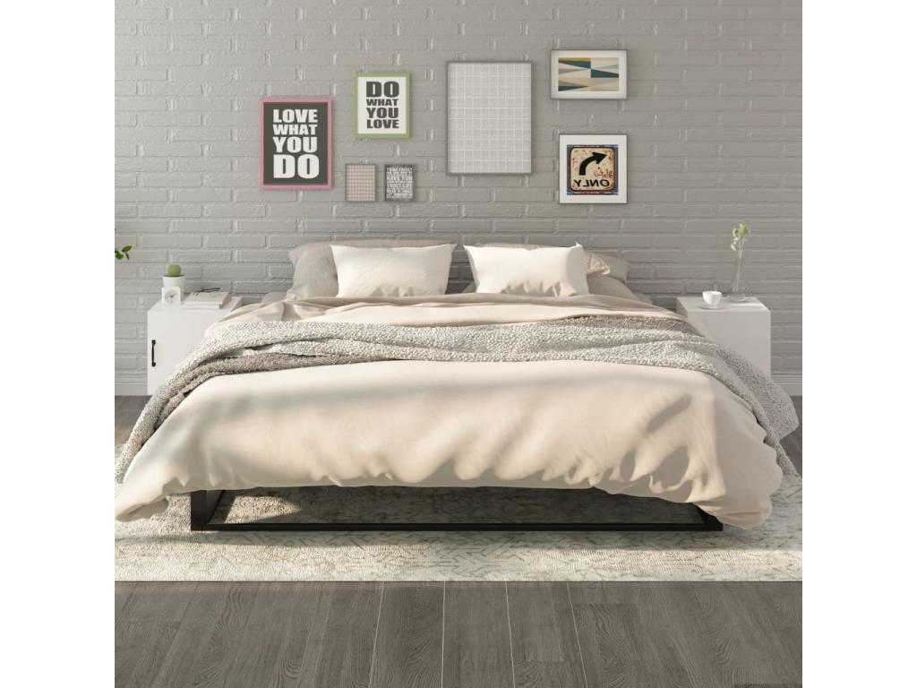 Bedside tables, 2 pcs, Glossy White, Engineered Wood, AEKF79952