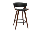 Lumenao VQPM85675 Black and Dark Wood Designer Bar Stools, 65cm High, Set of 2