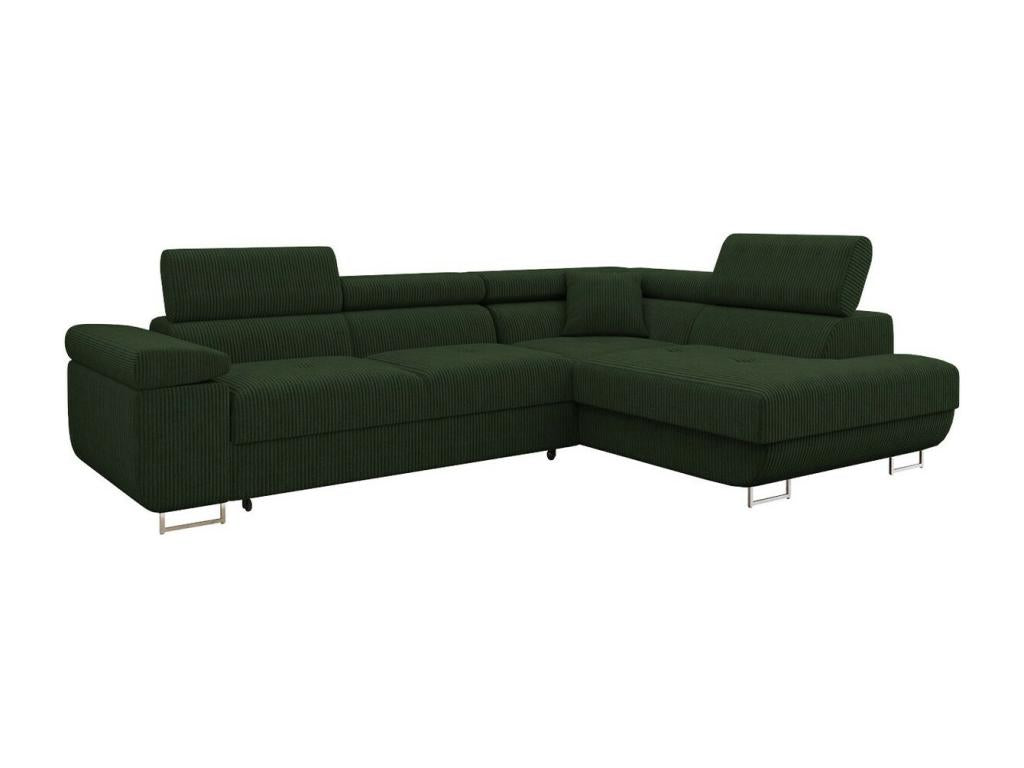 Lumenao 100 Corner Sofa, Green, with Sleeping Function and Bedding Box, 274cm, UNZC69416