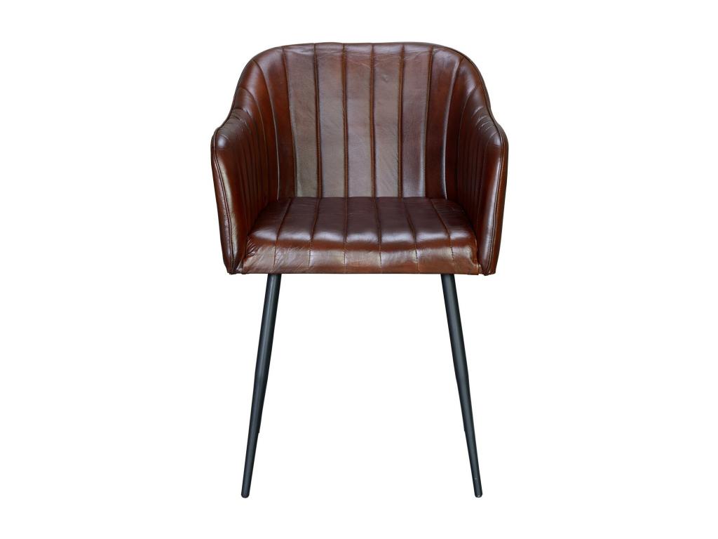 Lumenao natural leather chair with brown metal legs. 82x56x55 MDIK05451